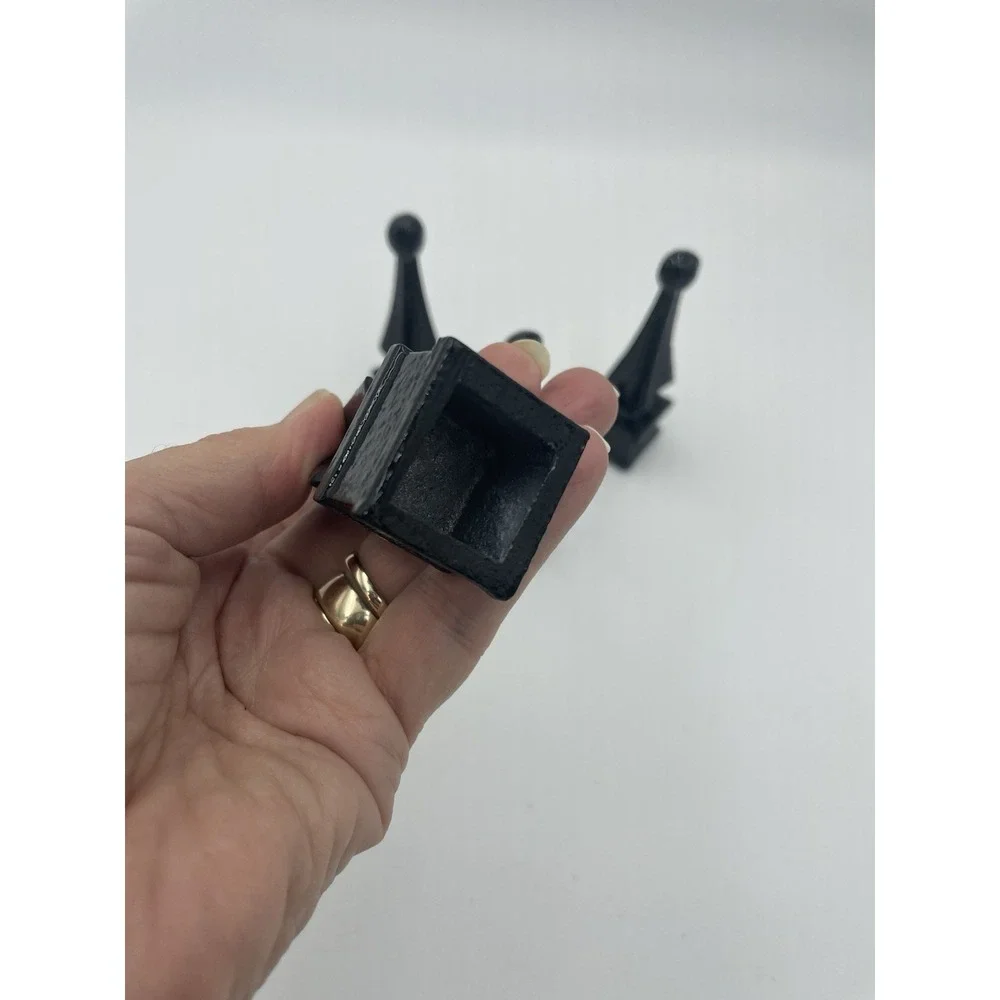4 Glossy Black Cast Iron Fence Spear‎ Topper Finials 1